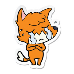 sticker of a crying fox cartoon