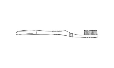 Vector Line Art illustration - Toothbrush