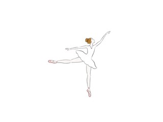 Ballerina Arabesque Hand Drawing Illustration