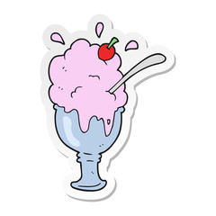 sticker of a cartoon ice cream