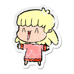 distressed sticker of a cartoon woman