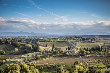 Fototapeta premium Beautiful autumn landscape in Tuscany. Near Siena, Tuscany, Italy
