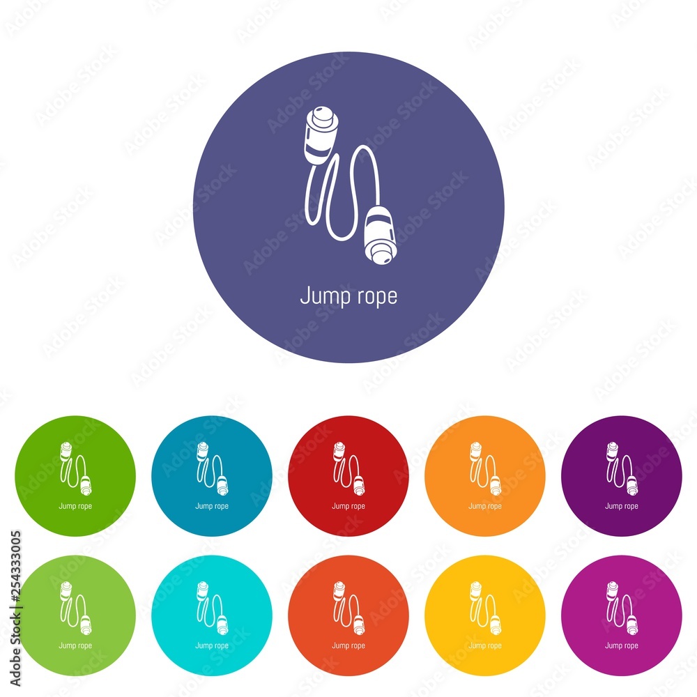 Poster jump rope icons color set vector for any web design on white background