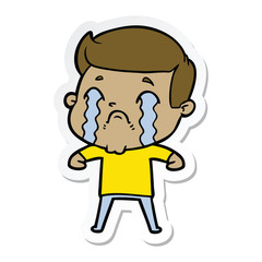 sticker of a cartoon man crying