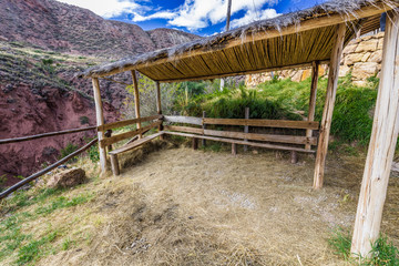 Wooden shed covered with straw in the Andes