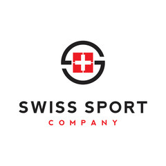 letter s logo and plus symbol with circle design illustration