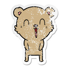 Obraz premium distressed sticker of a happy cartoon bear