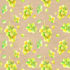 Watercolor seamless pattern with hand drawn fresh juicy fruits