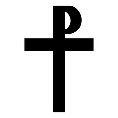 Cross monogram Rex tsar tzar czar Symbol of the His cross Saint Justin sign Religious cross icon black color vector illustration flat style image