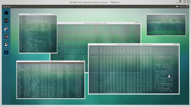 Loopable Fullscreen Desktop with Windows - PC / Linux - Windows with Code and Graphs. 4K
