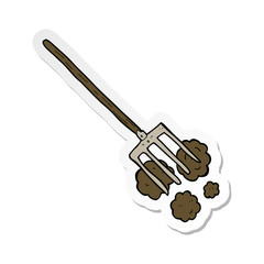 sticker of a cartoon pitch fork