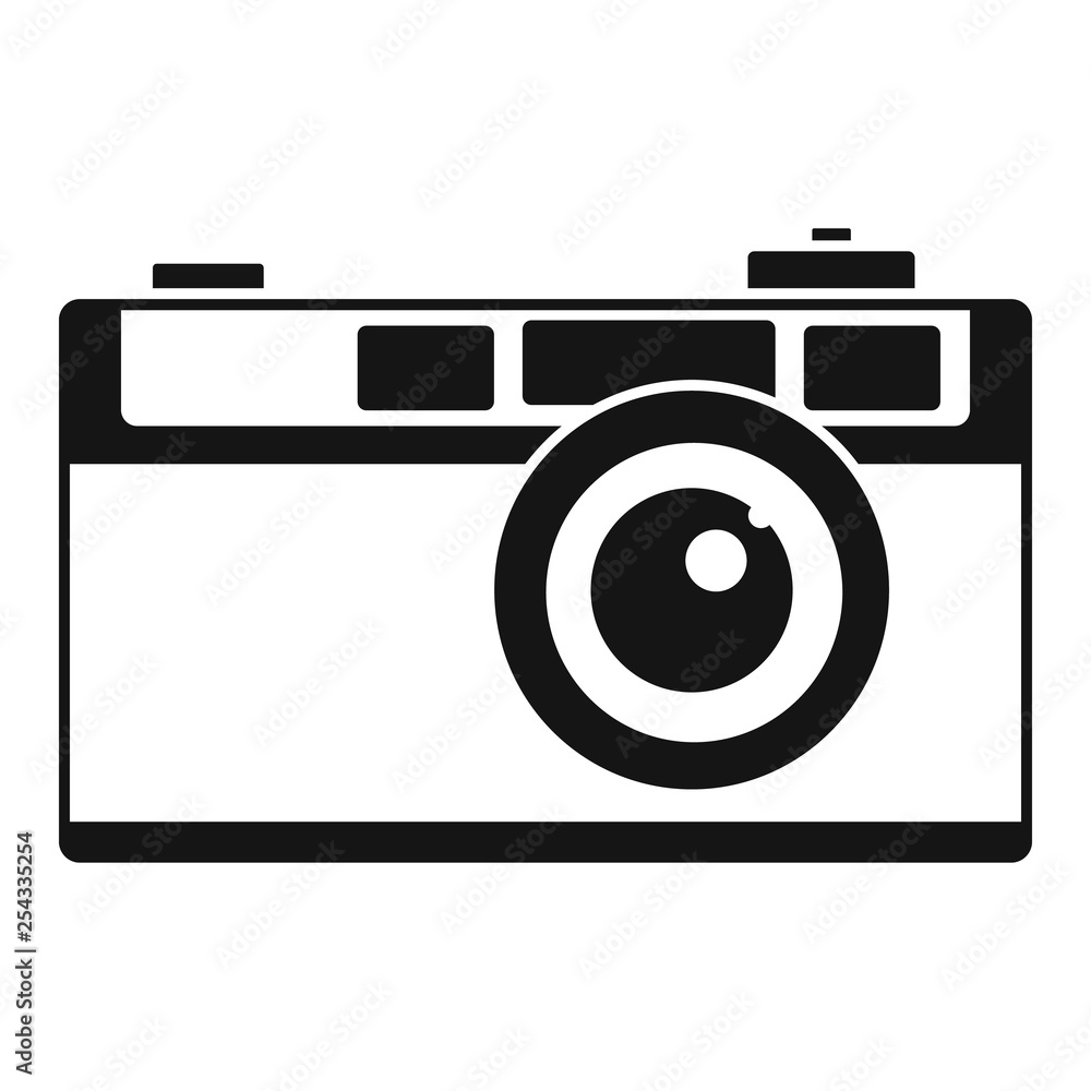 Poster retro camera icon. simple illustration of retro camera vector icon for web design isolated on white 