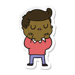 sticker of a cartoon aloof man considering
