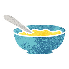 quirky retro illustration style cartoon bowl of soup