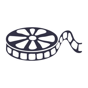 recommend clip art: flat color retro cartoon film reel