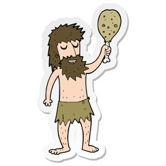 sticker of a cartoon cave man