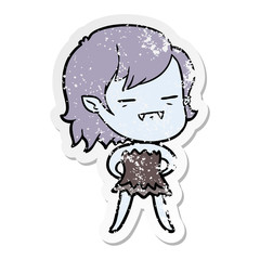 distressed sticker of a cartoon undead vampire girl