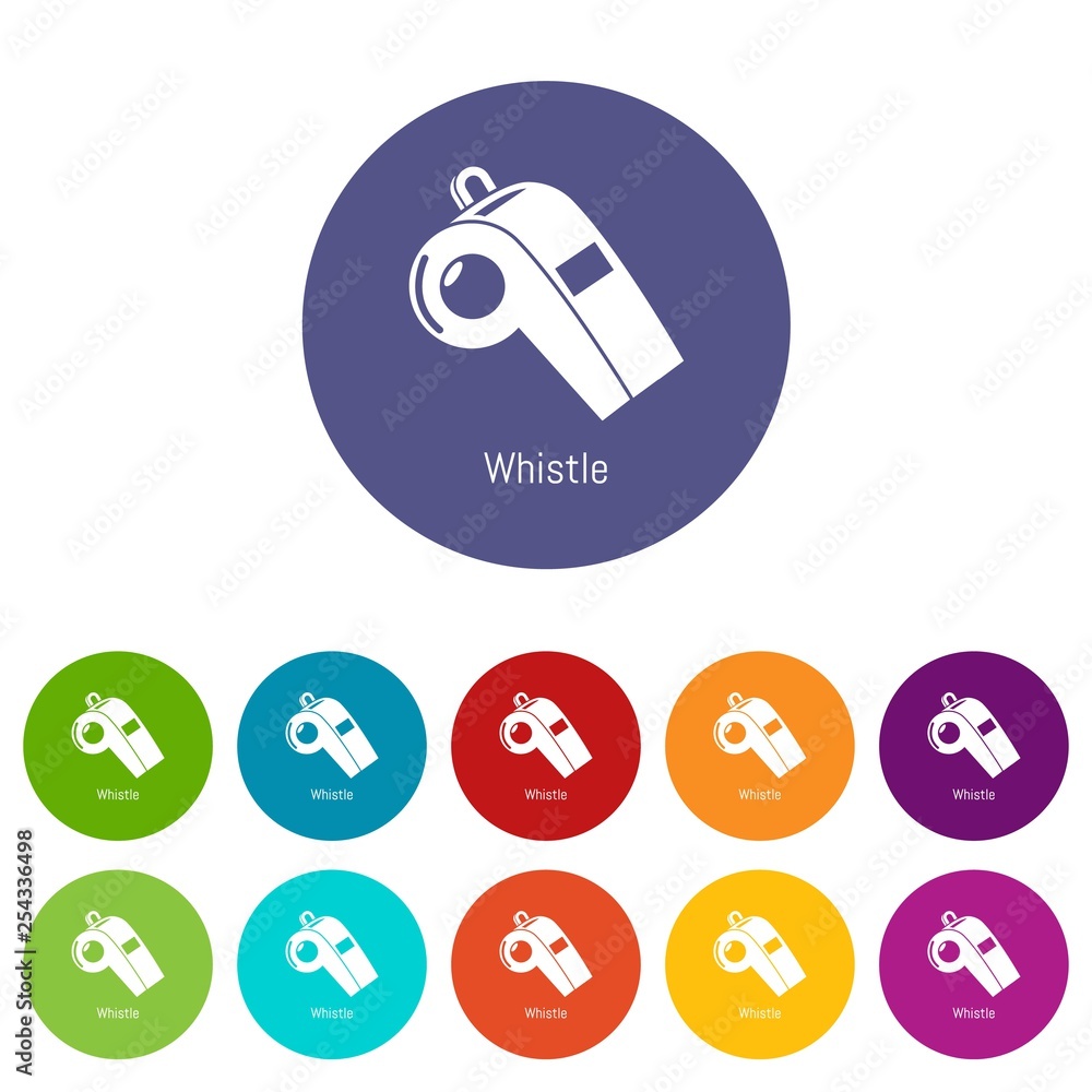 Poster whistle icons color set vector for any web design on white background
