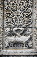 Bas-relief with two kissing swans, Sri Dalada Maligawa, Sri Lanka