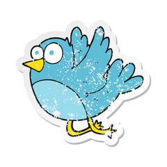 retro distressed sticker of a cartoon bird