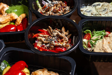 Healthy food and diet concept, restaurant dish delivery.
