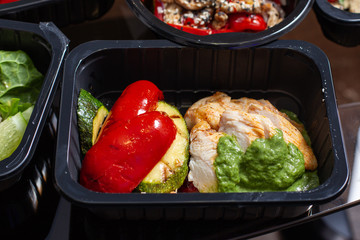 Healthy food and diet concept, restaurant dish delivery.