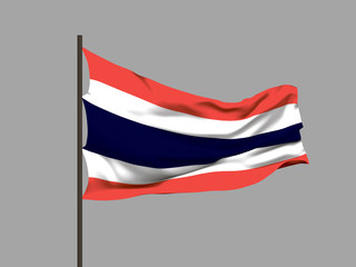Waving flag of  Thailand. Vector illustration.