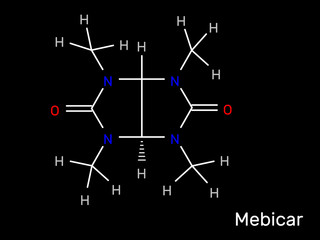 Mebicar anxiolytic drug structural formula. Vector illustration