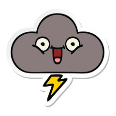 sticker of a cute cartoon storm cloud