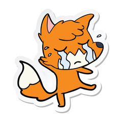 sticker of a crying fox cartoon