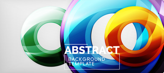 Modern geometric circles abstract background, colorful round shapes with shadow effects