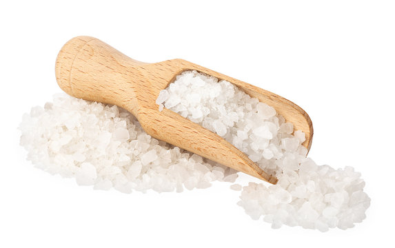 sea salt in wooden scoop