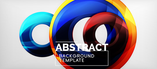 Modern geometric circles abstract background, colorful round shapes with shadow effects