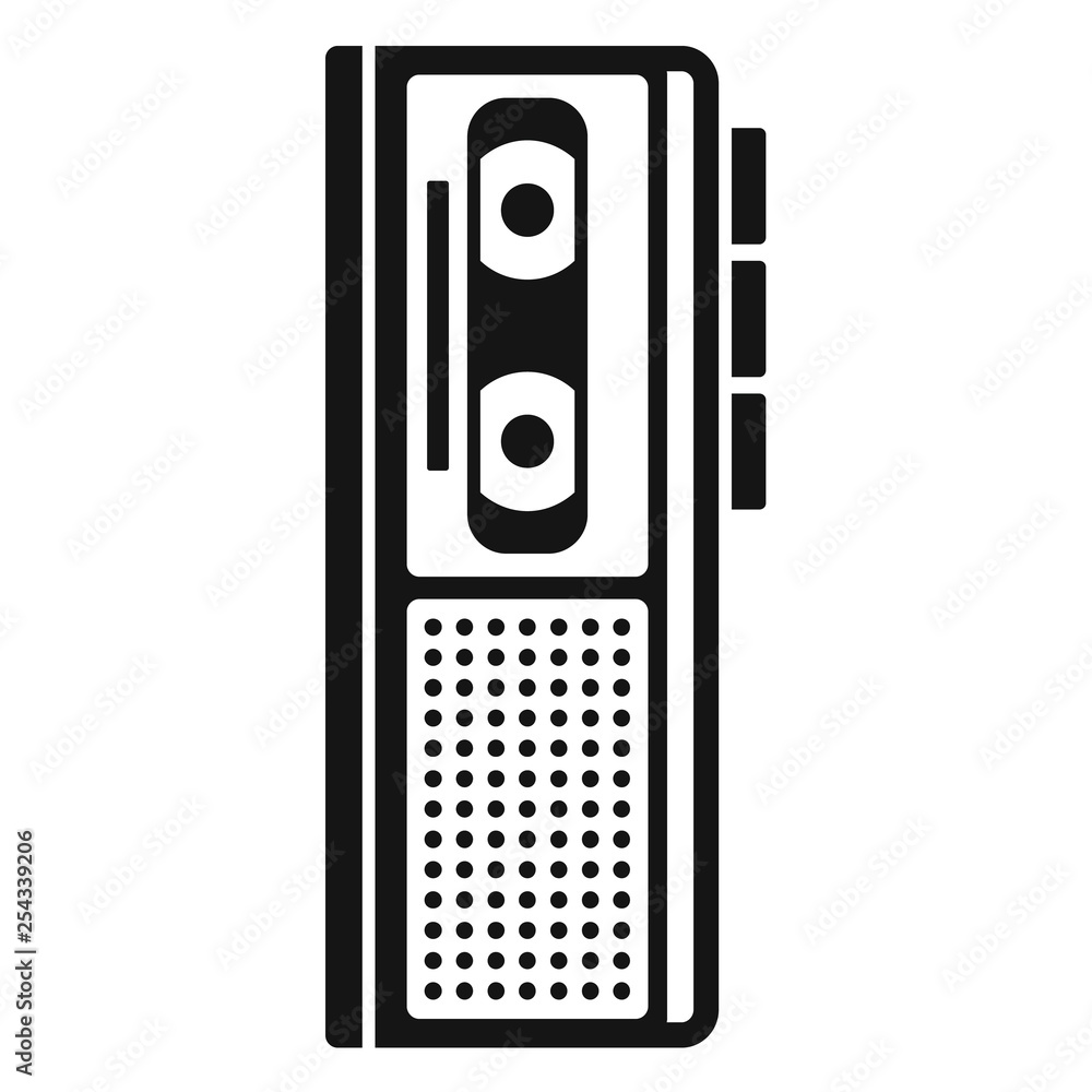 Poster cassette dictaphone icon. simple illustration of cassette dictaphone vector icon for web design isol