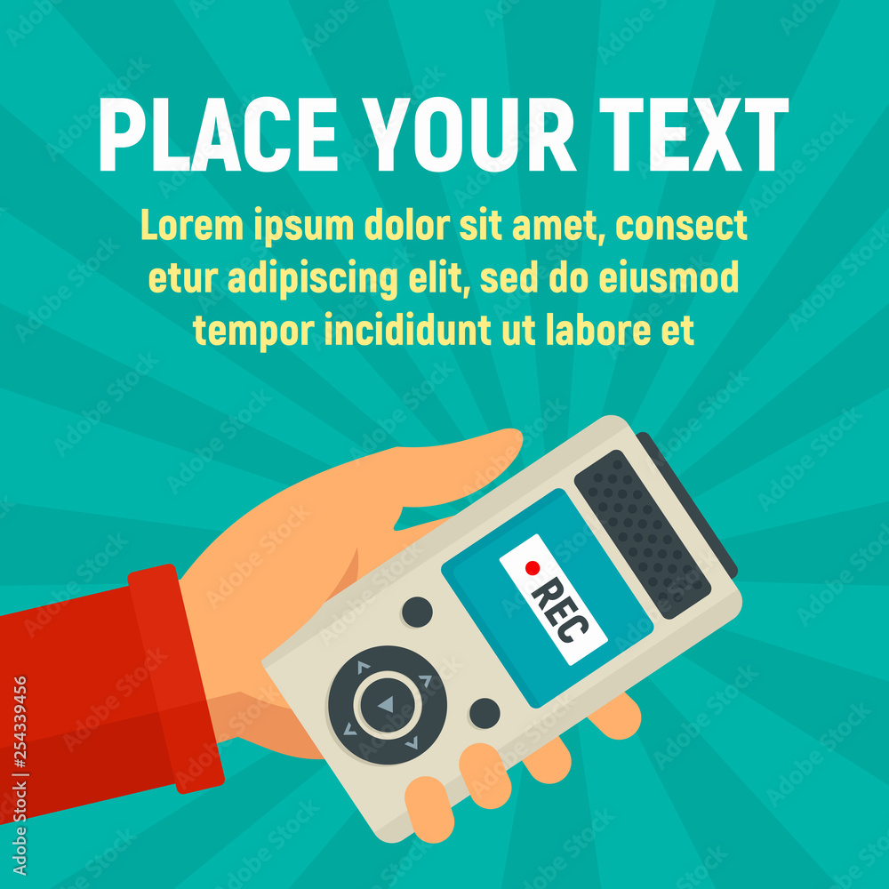 Poster digital dictaphone concept background. flat illustration of digital dictaphone vector concept backgr