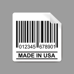 Label with Barcode and text-made in usa