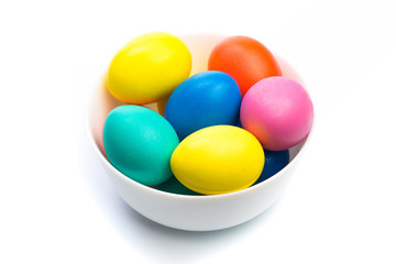 easter eggs in white bowl