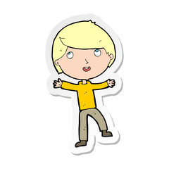 sticker of a cartoon happy boy