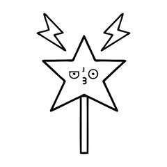line drawing cartoon magic wand