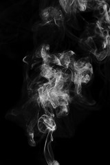 Abstract swirl white smoke movement on black. Fantasy smoke
