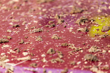 Dirt on the body from the car as a background