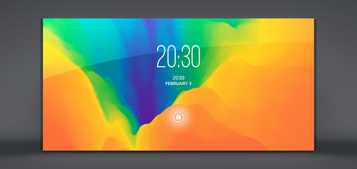 Modern lock screen for mobile apps. Abstract background with trendy gradients. Can be used for advertising, marketing, presentation. Vector illustration.