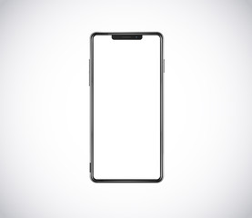 New front smartphone, phone prototype isolated. Mobile with blank white screen. Mockup model.