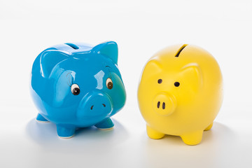 Group of colorful piggy banks