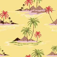 Beautiful pastel Seamless pattern vector illustrationColorful Summer Tropical island hand drawing style design for fashion ,fabric,wallpaper,web and all prints