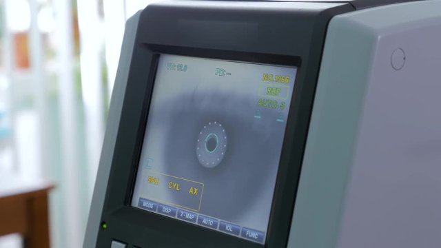 Keratometer - modern automated machine examining eyeball.