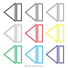 Arrow Set icons with nine Color Variations of flat style. Vector illustration.