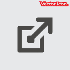 External Link icon isolated sign symbol and flat style for app, web and digital design. Vector illustration.