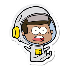 sticker of a cartoon surprised astronaut