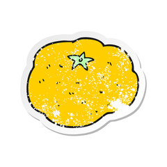 retro distressed sticker of a cartoon satsuma